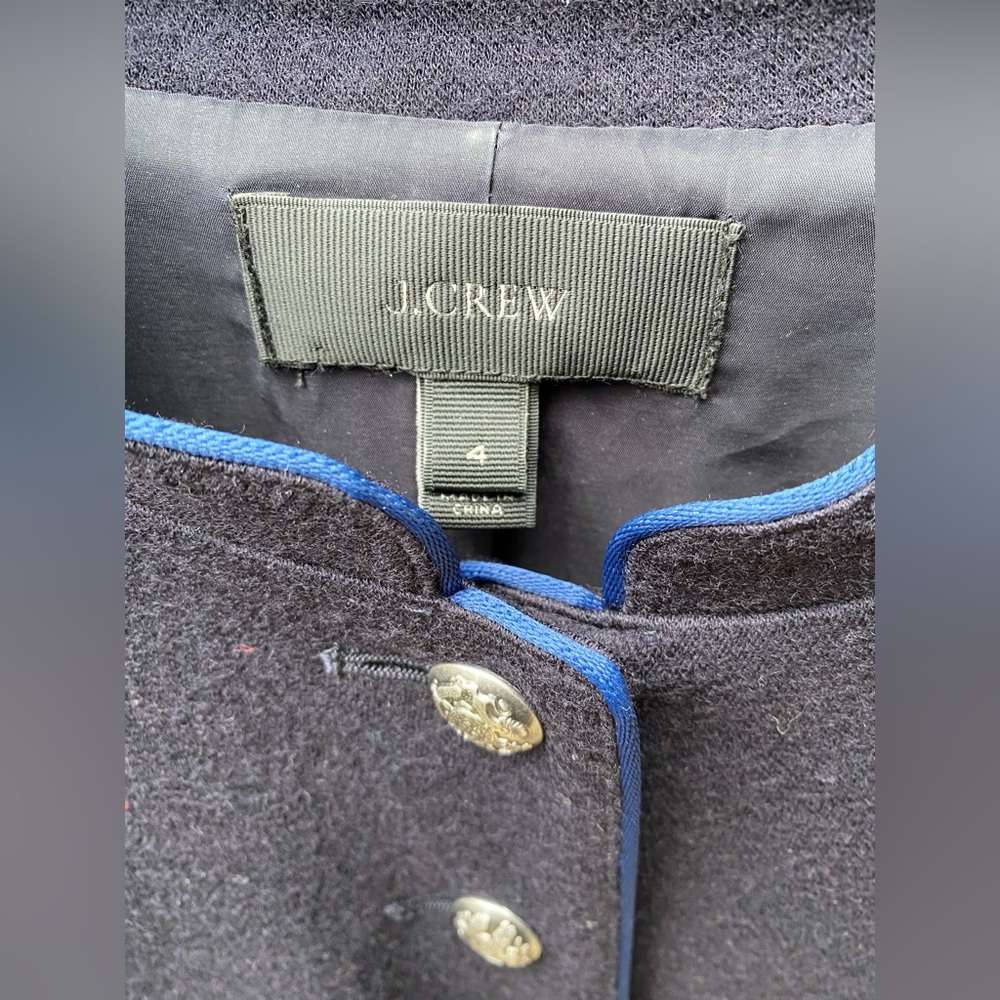 J. Crew Navy Blue Military Style button blazer - Picture 2 of 5